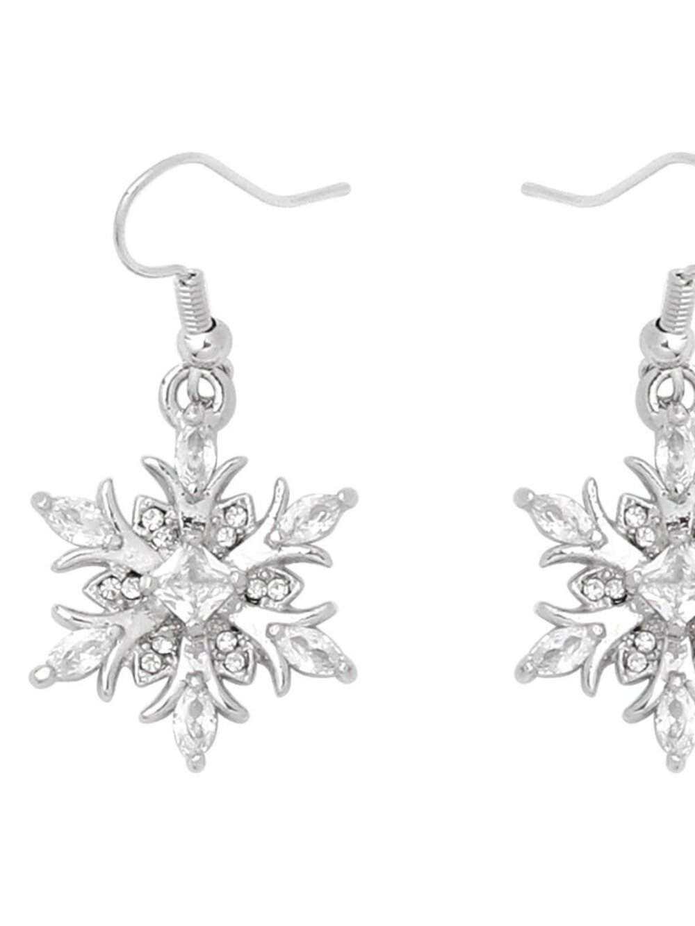 Snowflake Earrings Rhinestone Crystal Winter Snow SILVER CLEAR 2878